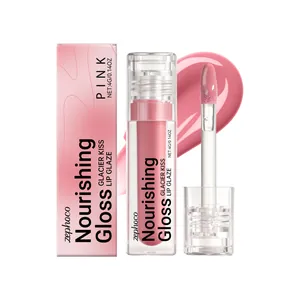Brillant à lèvres rose nourrissant Zephoco en tube transparent avec emballage