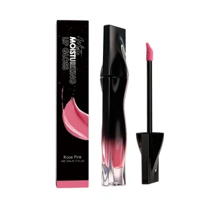 Rose Pink Matte Moisturizing Lip Gloss with Elegant Liquid Lipstick Bottle and Applicator