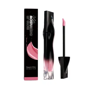Professional Peach Pink matte moisturizing lip gloss in a gradient bottle with applicator