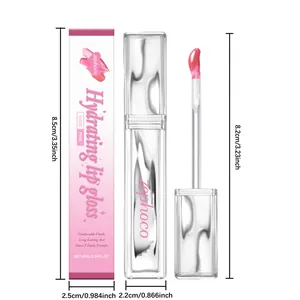 Detail view of Zephoco Hydrating Lip Gloss in Nude Pink with size dimensions