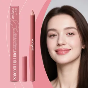 Zephoco wasserfester Lippenkonturenstift in Rosérosa mit Verpackung und Modellergebnis