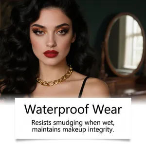 Detail der wasserfesten flüssigen Lippenkonturenstift in Ziegelrot auf dem Modell