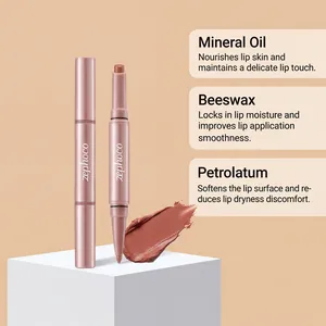 Detail des matten Lippenkonturenstifts in Nude-Orange mit Mineralöl und Bienenwachs