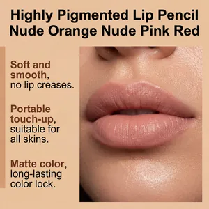 Detalle del delineador de labios mate rosa nude con una textura suave y lisa