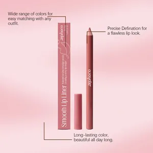 Detailansicht des wasserfesten Zephoco Lippenkonturenstifts und der rosa Verpackung.