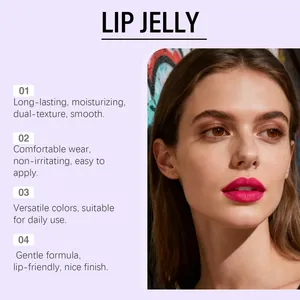 Detailed view of long-lasting moisturizing jelly lip gloss with vibrant pink finish