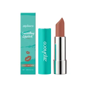 Labial hidratante Zephoco marrón claro acabado suave y brillante peso neto de 3,8 g