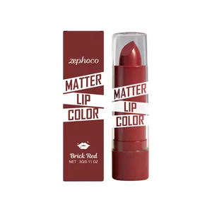 Lápiz labial hidratante rojo ladrillo Zephoco para un color de labios mate suave