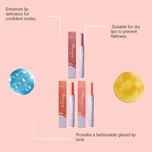 Detailansicht des Zephoco feuchtigkeitsspendenden Lipgloss-Sets mit verschiedenen Farben.