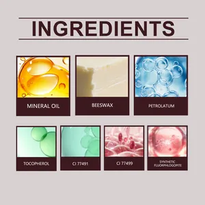 Key ingredients of matte lipstick including mineral oil, beeswax and tocopherol