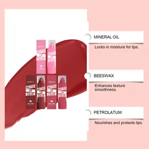 Detailed view of Zephoco moisturizing lipsticks showing ingredients like Beeswax and Petrolatum