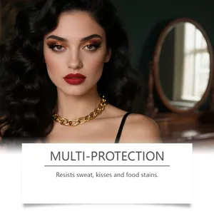 Set de delineador de labios peel-off y brillo rojo cereza de larga duración en modelo
