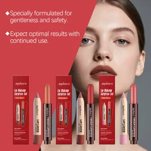 Set de maquillaje para labios zephoco con labial cremoso y delineador de labios coordinado