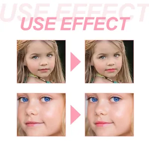 Before and after comparison showing the effect of washable safe child toy lipstick