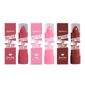 Zephoco matte lip color hydrating lipstick set in rose pink, pink and brick red