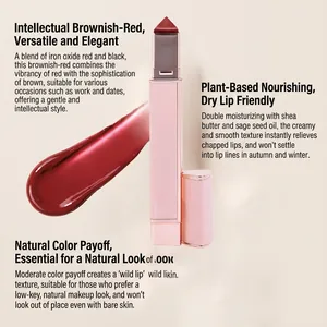Rossetto Visionary-04# rosso-marrone con texture cremosa idratante in primo piano