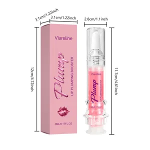 VIARELINE Lip Plumping Booster mit Größenangaben und 5ml rosa Flaschenverpackung