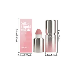Dimensions of Zephoco light pink silky liquid blush set with 4ml capacity.