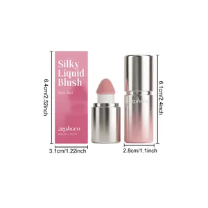 Detailed dimensions of Zephoco Silky Liquid Blush in Rose Red showing packaging size