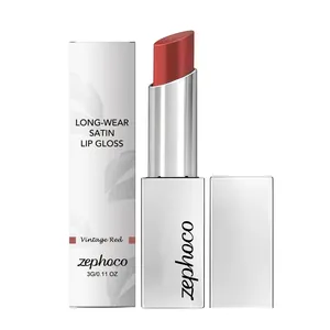 Satin Lippenstift Vintage Rot Langanhaltend Feuchtigkeitsspendend Lip Tint Glatte Natürliche Farbe Lippen Make-up Damen 3g Kosmetik