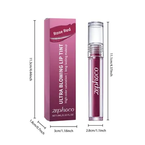 Dimensioni della tinta labbra Zephoco Rose Red con scatola per un trucco a lunga durata