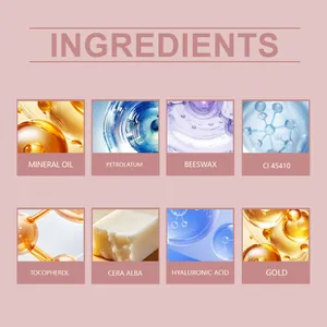 Detail showing key ingredients of the gold foil temperature change moisturizing lip balm