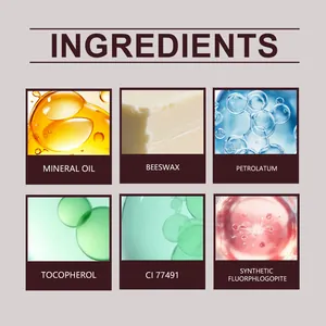 Detailed view of matte lipstick ingredients including mineral oil and beeswax