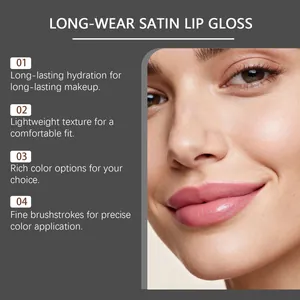Detailansicht des feuchtigkeitsspendenden Long-Wear Satin Lip Gloss auf Lippen
