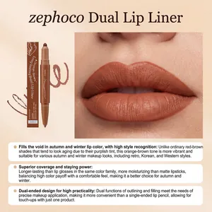 Detailansicht des zephoco orange-braunen doppelseitigen Lippenkonturenstifts.