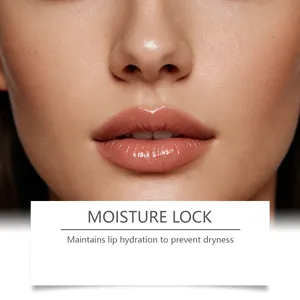 Makro-Nahaufnahme von feuchtigkeitsspendendem Lipgloss mit Hydratations-Effekt-Anzeige