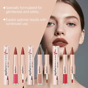 Gedetailleerd overzicht van zephoco 2-in-1 spiegel lipglazuur in diverse tinten