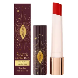 Zephoco Matt Lippenstift Sternenstrahl Design Echtes Rot Langanhaltendes Wasserfestes Lippen Make-up Für Damen Täglich Dating Geschenk