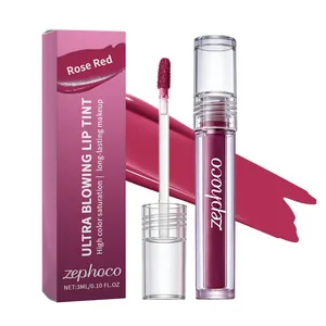 Zephoco Rosso Rosa Tinta Labbra Idratante Alta Pigmentazione Setoso Finitura Opaca Lunga Durata Lucidalabbra Trucco Donna Portatile