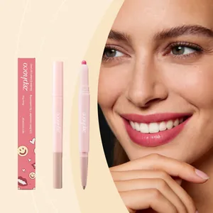 Zephoco Ροζ Τριανταφυλλί Μολύβι Χειλιών Και Concealer Διπλού Άκρου Ενυδατικό Εργαλείο Μακιγιάζ Υψηλής Χρωστικής για Γυναίκες