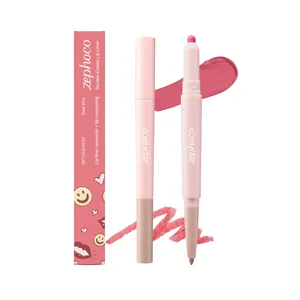 Ροζ μολύβι χειλιών διπλής άκρης και concealer περιγράμματος με συσκευασία προϊόντος