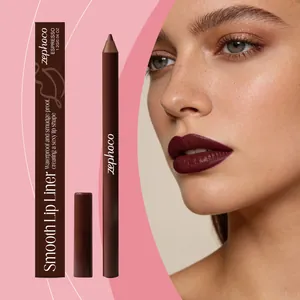 Zephoco Espresso Lippenkonturenstift mit Verpackung und Modell-Make-up-Effekt