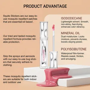Detail of Zephoco hydrating lip gloss in nude pink showing liquid texture and ingredients