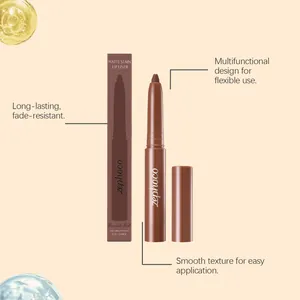 Detaillierte Produktansicht des zephoco matten Lippenkonturenstifts in Braunrot, Box.
