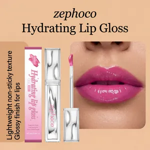 Close-up detail of Zephoco Hydrating Lip Gloss in Rose Pink with glossy finish