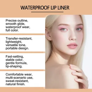 Nahaufnahme eines Models, das einen wasserfesten flüssigen Lippenkonturenstift präsentiert
