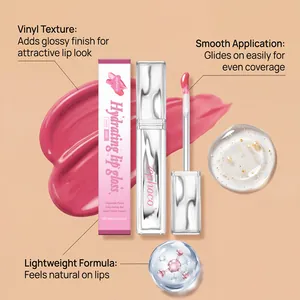 Detail of Zephoco Nude Pink lip gloss showing texture and lightweight formula