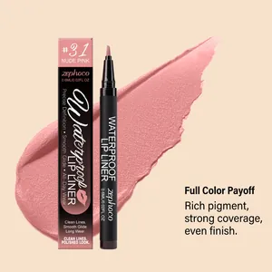 Detailansicht des wasserfesten Zephoco Lip Liners in Nude Pink mit cremiger Probe.