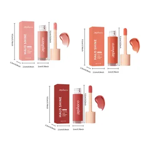 Detailed dimensions of zephoco Halo Shine shimmer lip gloss set in three colors