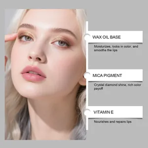 Detaillierte Ansicht der Inhaltsstoffe von mattem Lippenstift: Wachsöl und Vitamin E