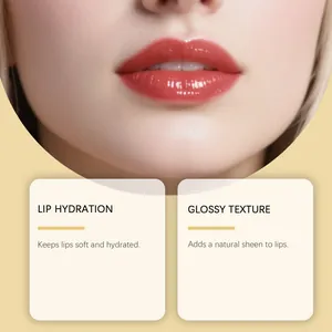 Close-up of rose pink hydrating lip gloss pen showing glossy texture on soft lips