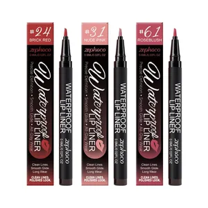 Set de perfiladores de labios líquidos Zephoco en tonos rojo ladrillo y rosa nude