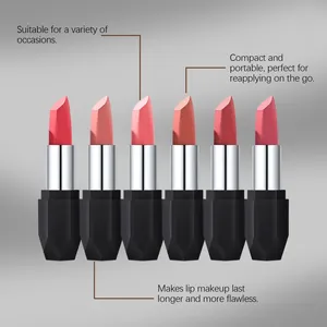 Matte Lippenstift-Set in sechs Rosétönen mit kompaktem und stilvollem geometrischem Design.