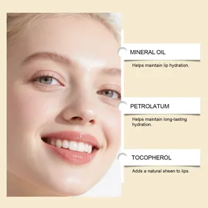 Hydrating lip gloss details showing ingredients mineral oil and petrolatum for shine