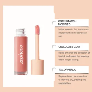 Ingredients detail for Zephoco nude pink hydrating lip glaze showing moisturizing components
