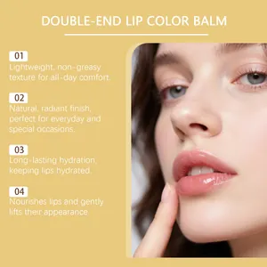 High-quality detail view of hydrating double-end lip color balm with natural radiant finish